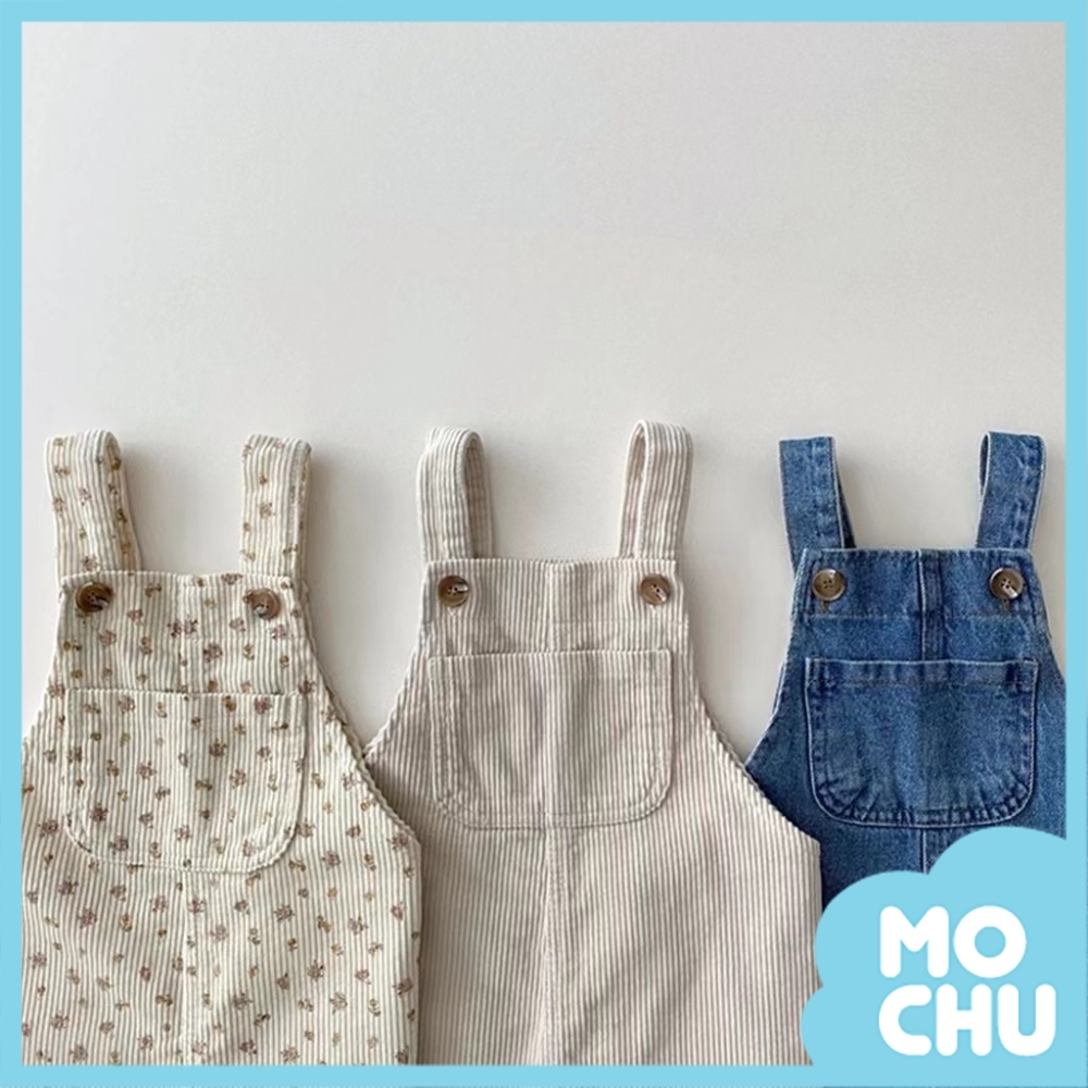 小口袋碎花牛仔背帶褲(三色)