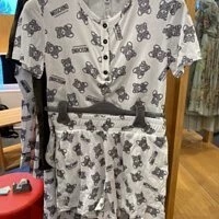 [S] MOSCHINO ALL OVER LOGO TEDDY BEAR PRINT PYJAMAS SET,WHITE, ZUA5001-9012-1001 (SM458)
