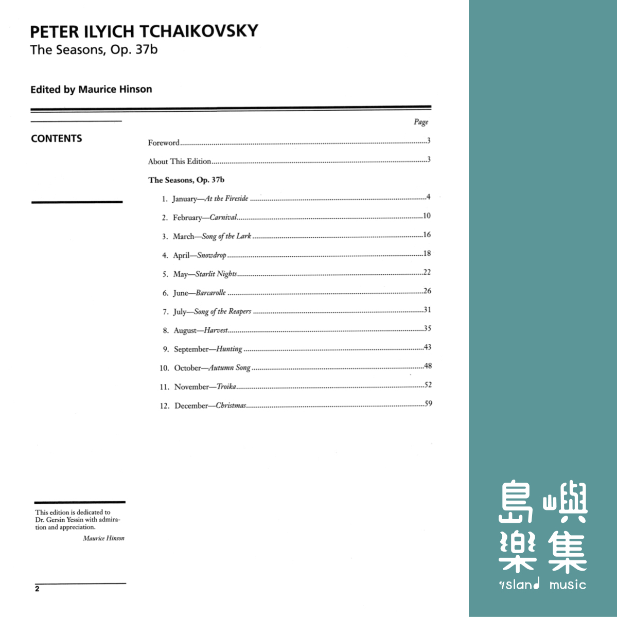 TCHAIKOVSKY THE SEASONS Op. 37b