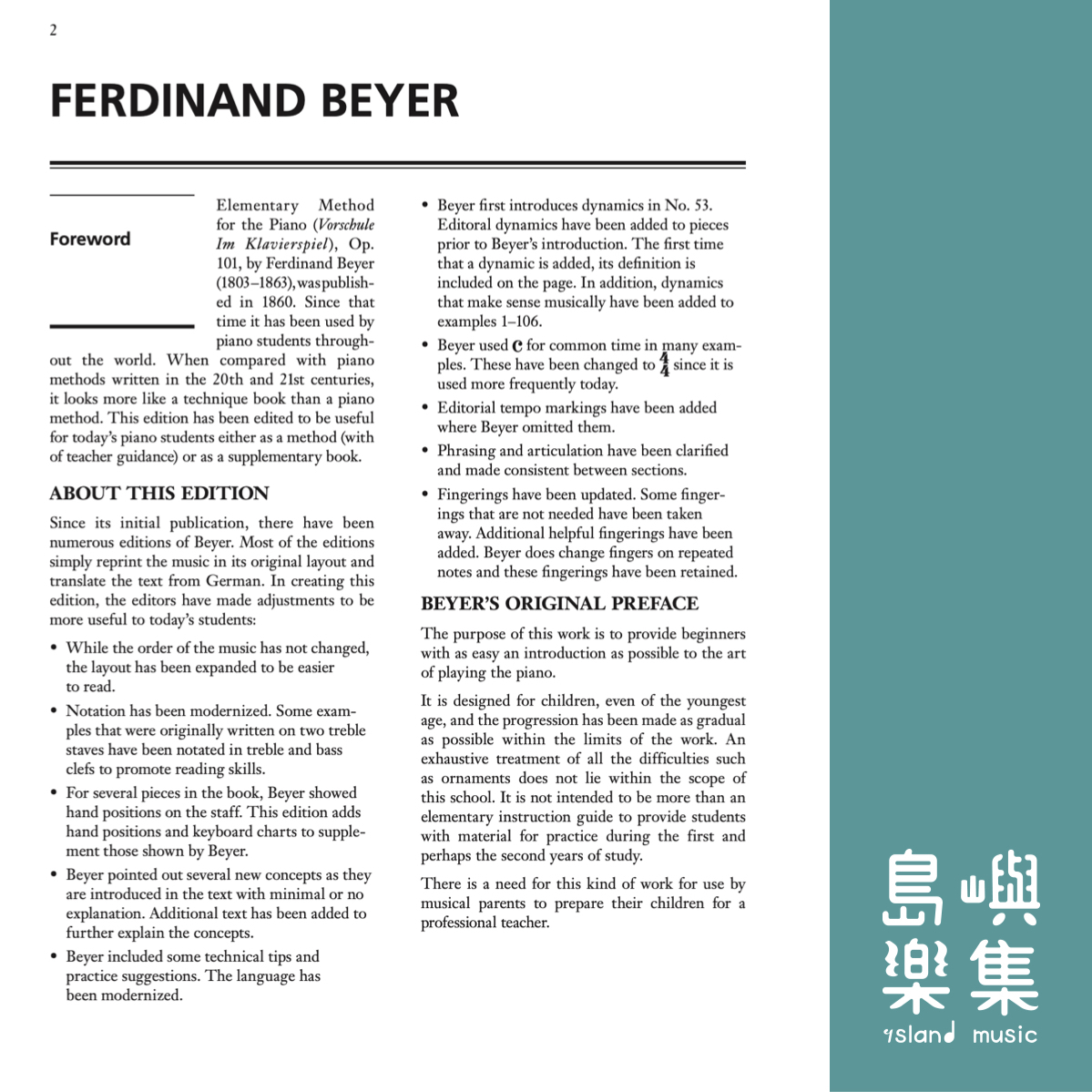 Beyer．Elementary Method for the Piano, Op. 101