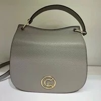 [S] COCCINELLE E191F180280Y59TU BIG C LOGO LEATHER HANDBAG,GRAY/STONE, 8059978503923 (SCC29)