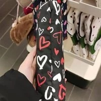 [S] KATE SPADE 230334 SCIBBLE HEART TRAVEL UMBRELLA,BLACK MULTI, 825466156579 (SKS527)