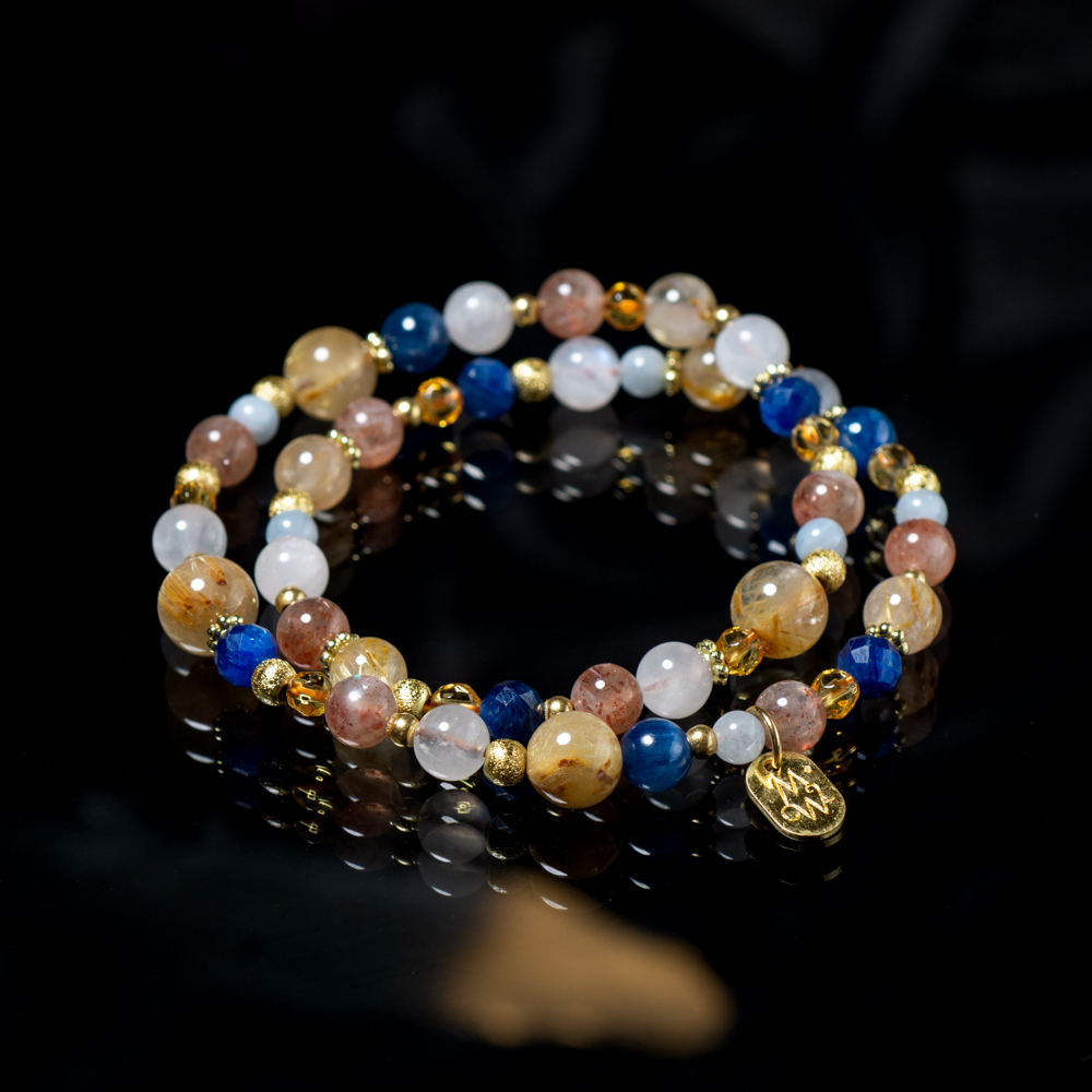 戴珍珠耳環的少女 // C1234鈦晶藍晶雙圈手鍊