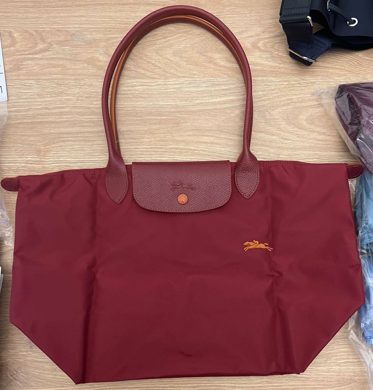 [S] LONGCHAMP LEPLIAGE CLUB LONG HANDLES BIG SIZE,MAROON, L1899619209 (SLC129)