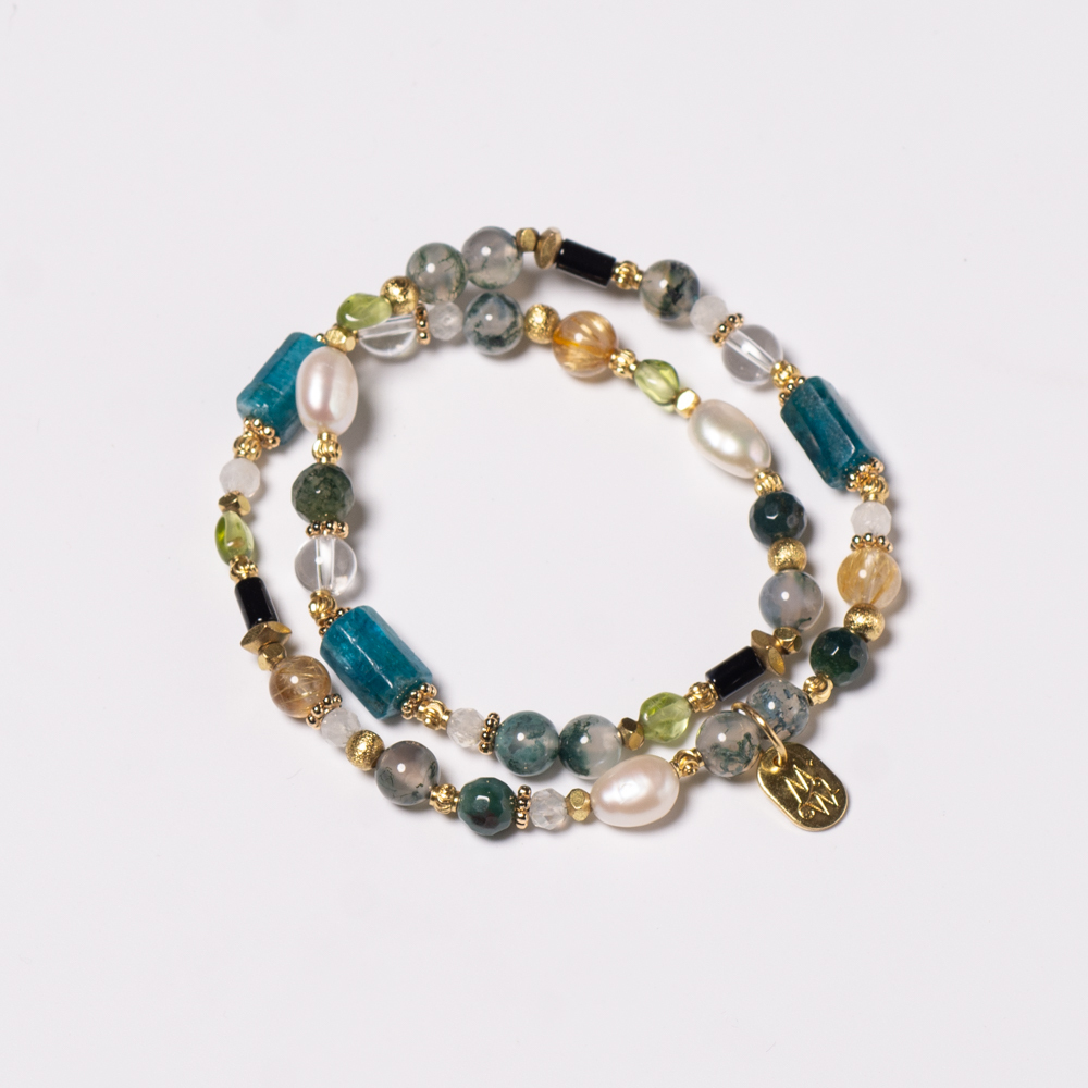 羅賽蒂的白日夢｜珍珠海藻玉磷灰石雙圈手鍊 S137