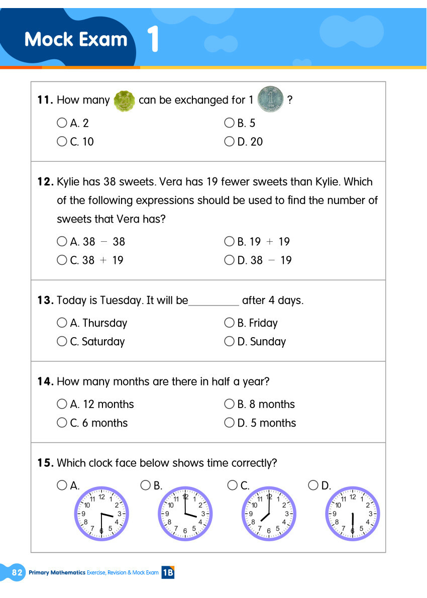 【多買多折】Primary Mathematics:Exercise,Revision & Mock Exam 1B