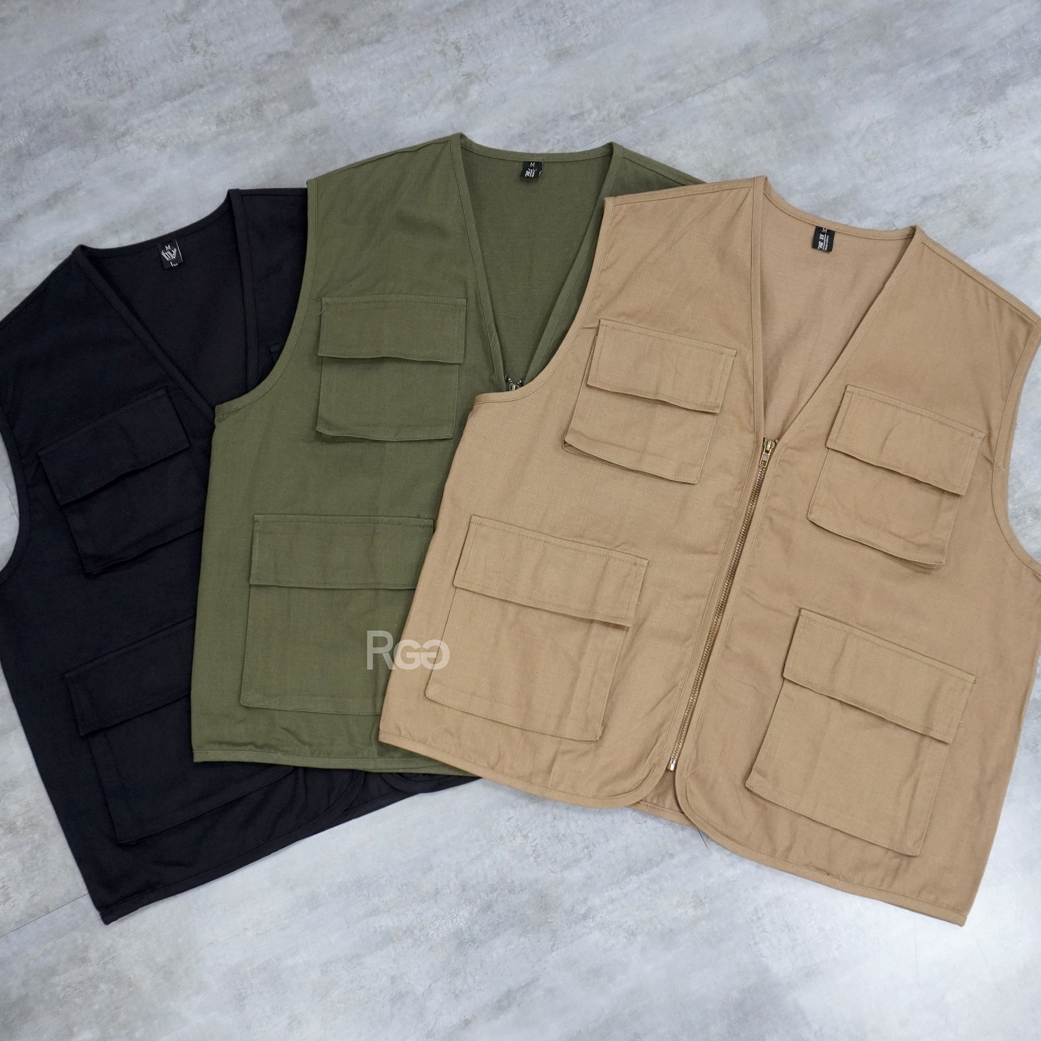 #16133 厚磅 硬挺 立體多口袋工裝背心