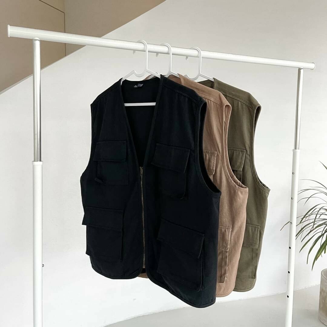 #16133 厚磅 硬挺 立體多口袋工裝背心