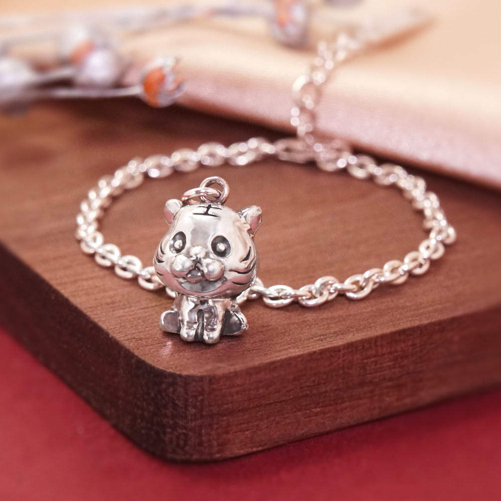 福虎生豐 虎寶寶兒童手鍊(細版) 虎年生肖送禮 925純銀手鍊