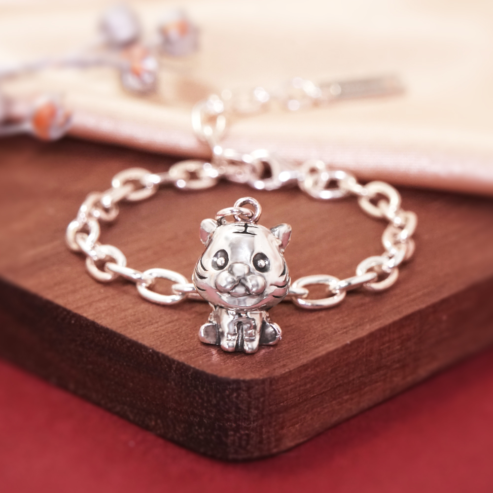 福虎生豐 虎寶寶兒童手鍊(寬版) 虎年生肖送禮 925純銀手鍊