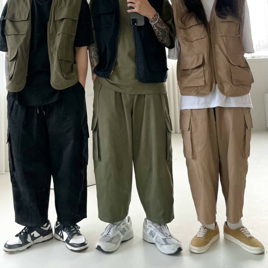 #16166 厚磅 六口袋錐形工裝長褲