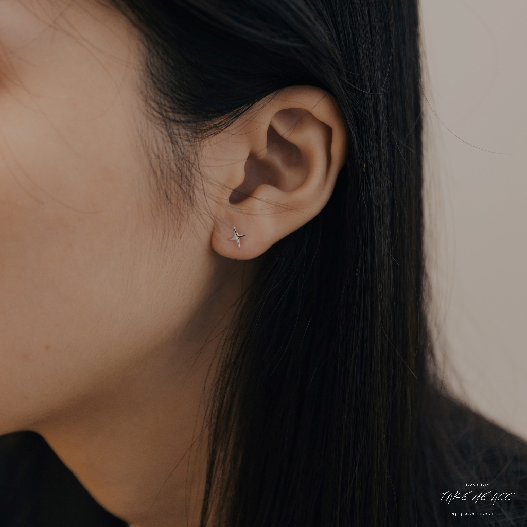 四芒星｜全純銀耳環