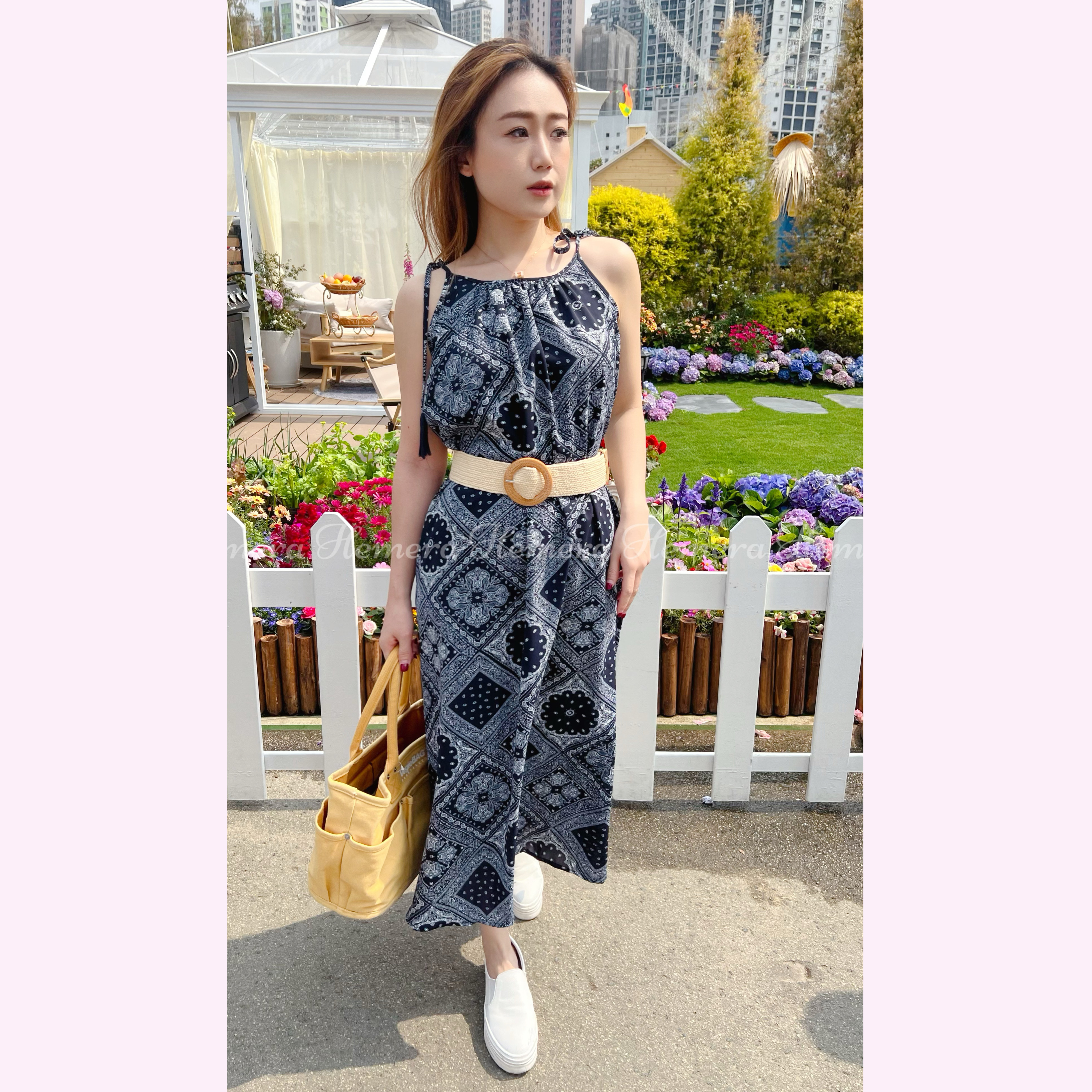 DR23W0347 腰果花圖案沙灘裙