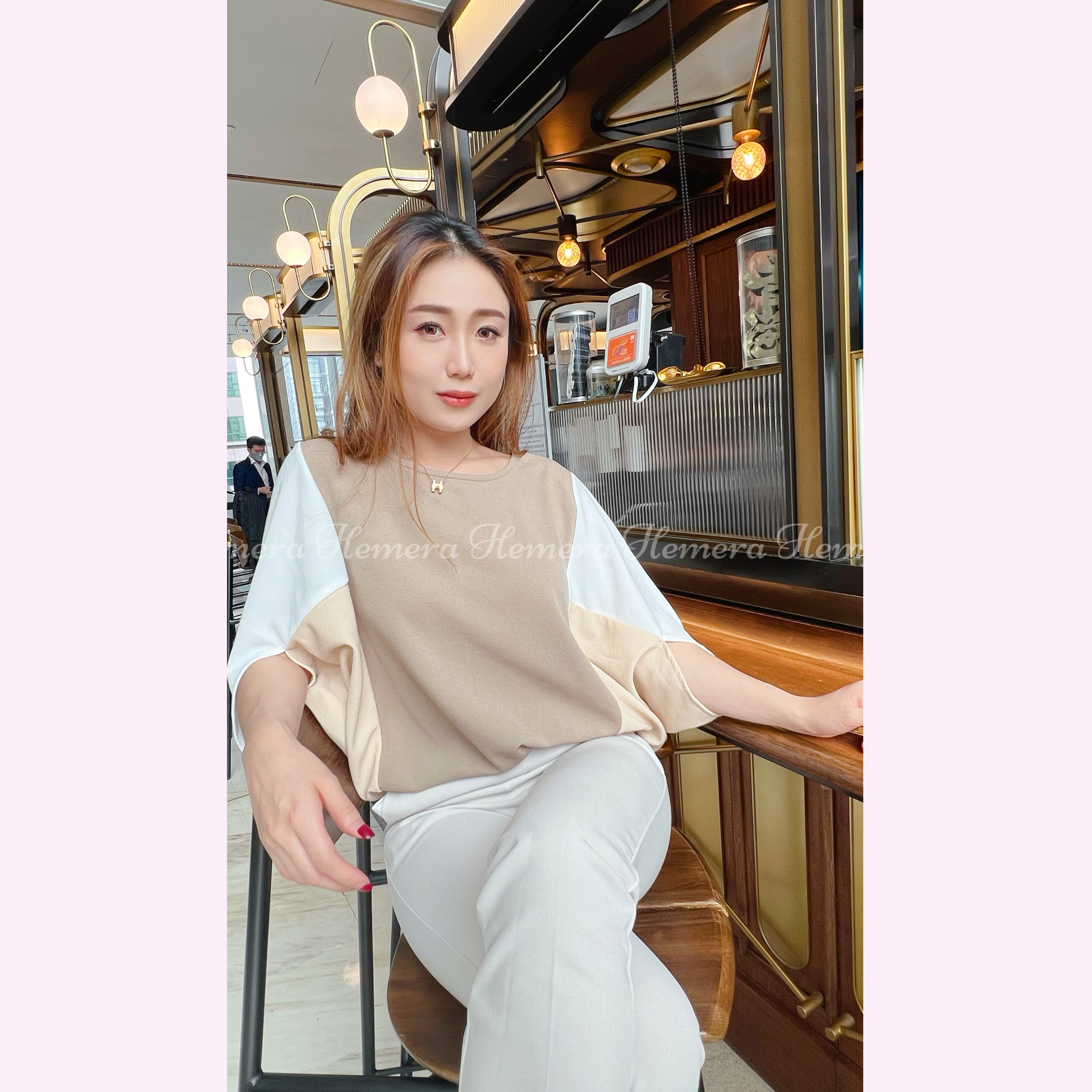 TP23W0352 拼圖修瘦上衣