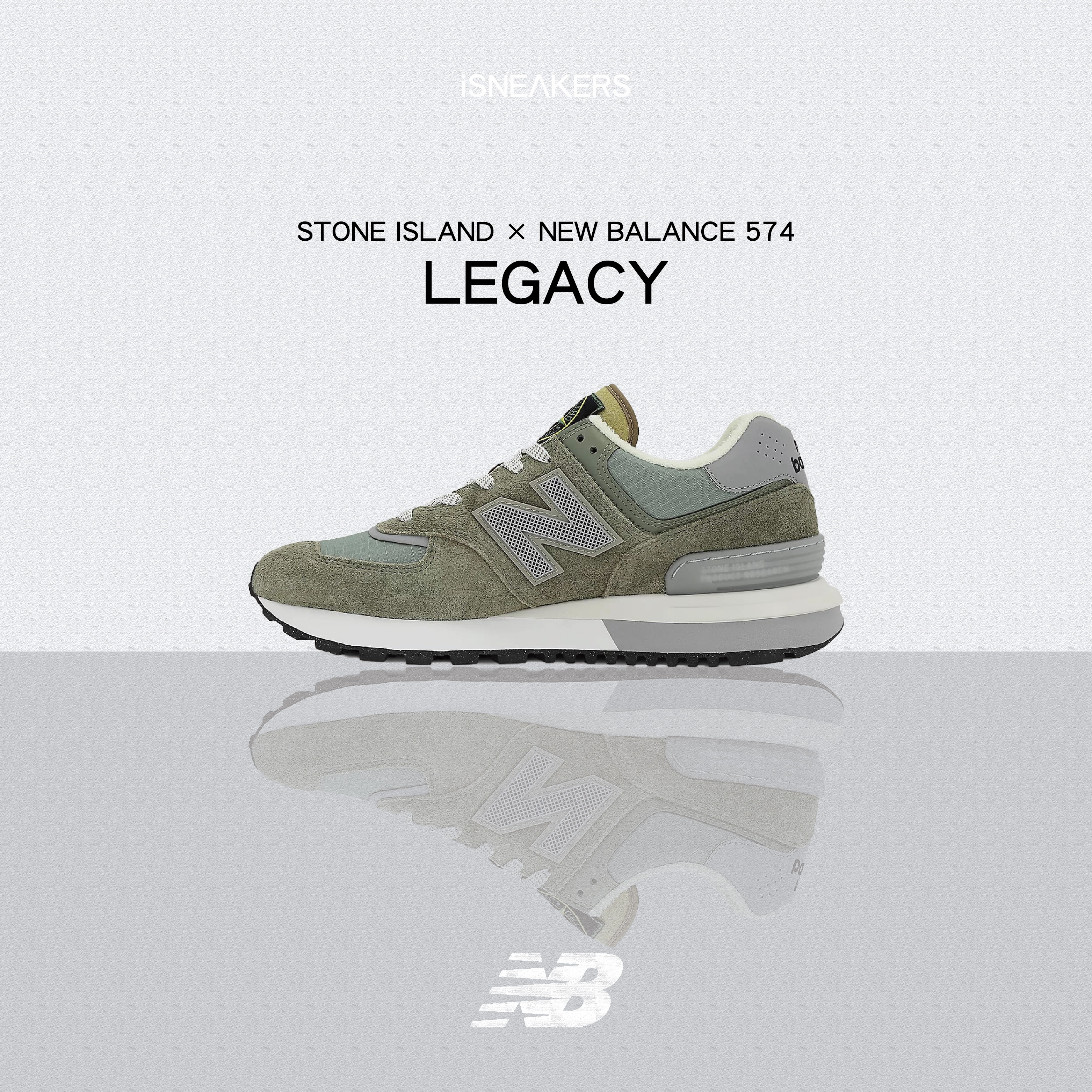 iSNEAKERS｜Stone Island x New Balance 574 "Legacy" 石頭島 橄欖綠 U574LGST