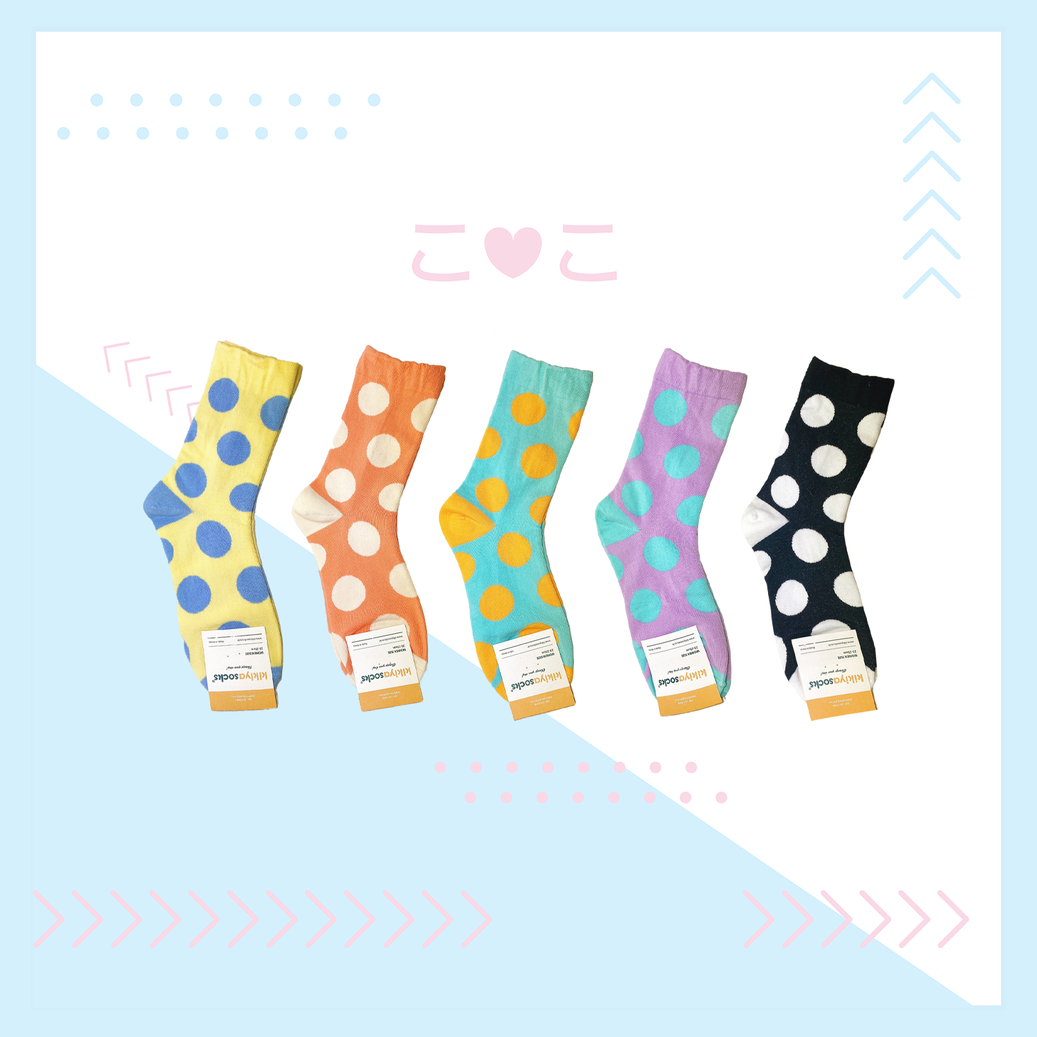 正韓撞色圓點滿版襪子