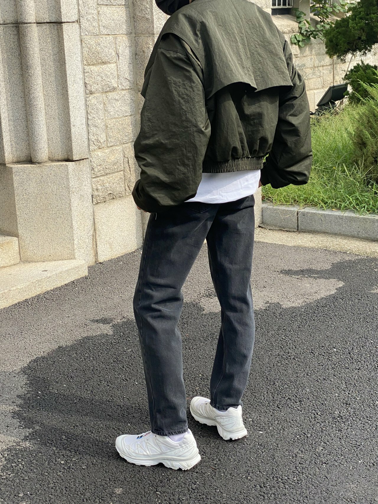 後風衣剪裁短款夾克外套