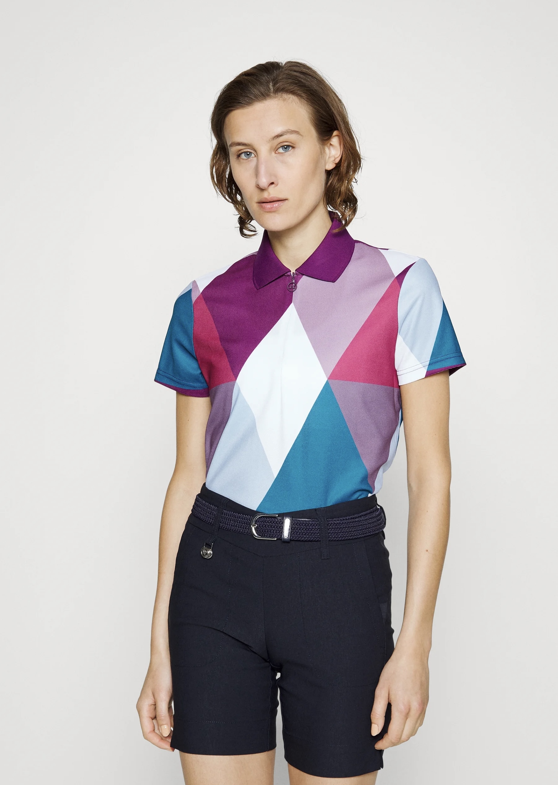 女【現貨】JL正品7折起/JLindeberg asher ladies golf polo Argyle/JL Tour版/JL柯達款 經典菱形印花短衫T卹 #2185JL