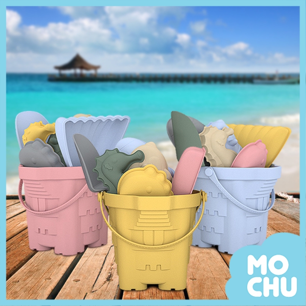 手提桶沙灘玩具八件組套裝(六色)