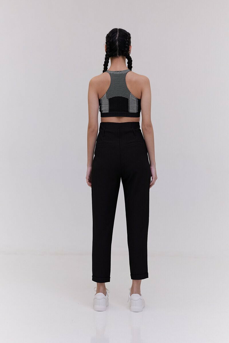 High-Waist Belted Pleat Trousers