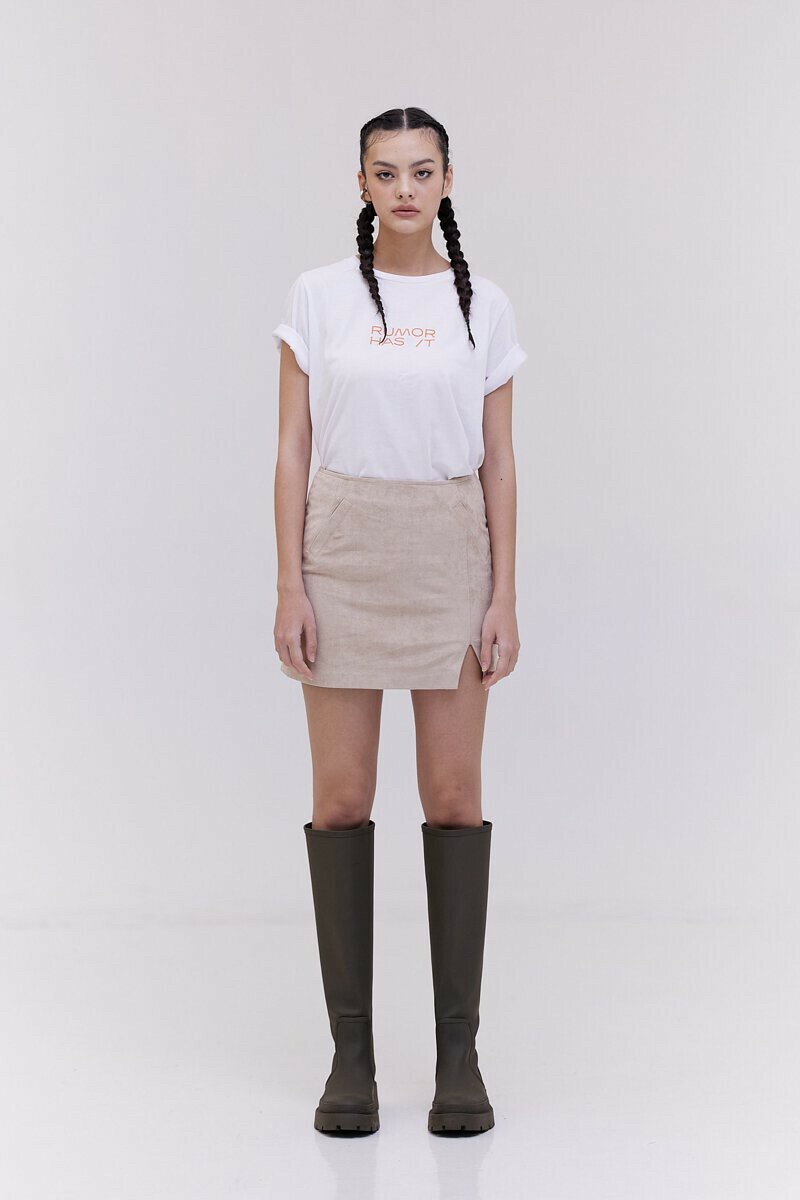 Slit Suede Mini Skirt