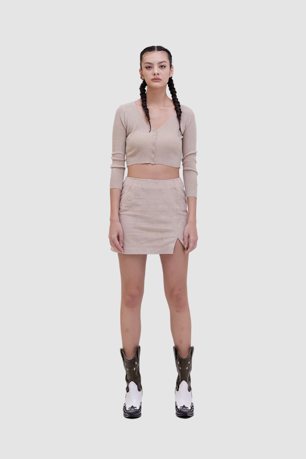 Slit Suede Mini Skirt
