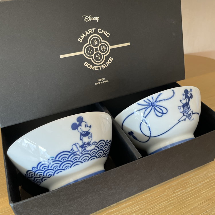 22158-MK 迪士尼米奇米妮日本製（2件裝）小粋染付飯碗 #SG22-3230-11