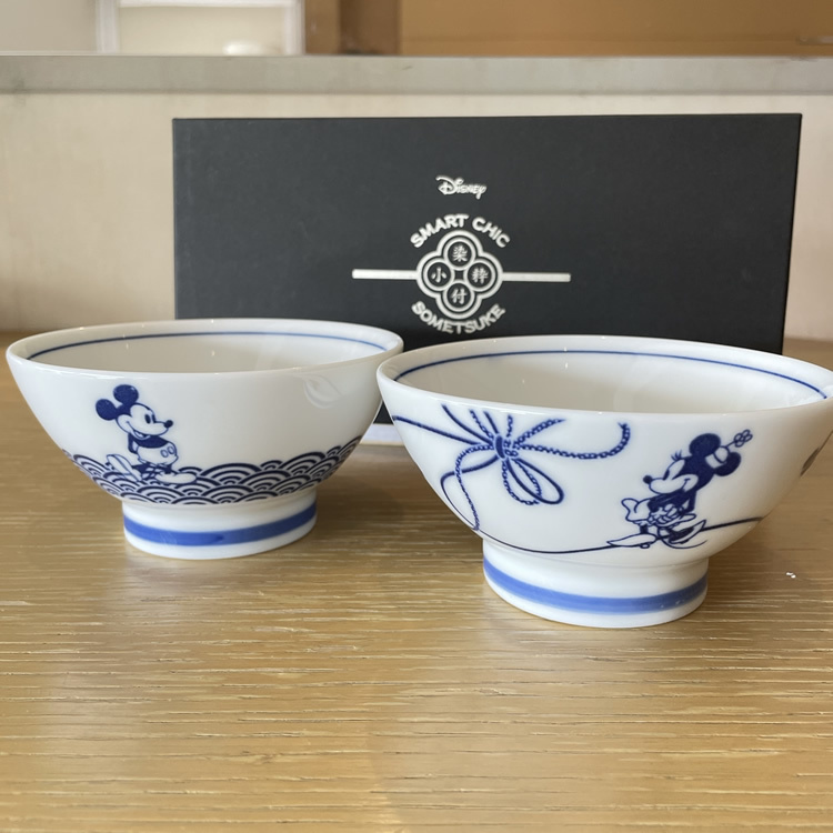 22158-MK 迪士尼米奇米妮日本製（2件裝）小粋染付飯碗 #SG22-3230-11