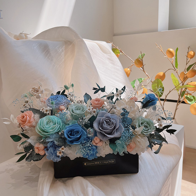 海洋泡泡永生盆花永生花 長型桌花