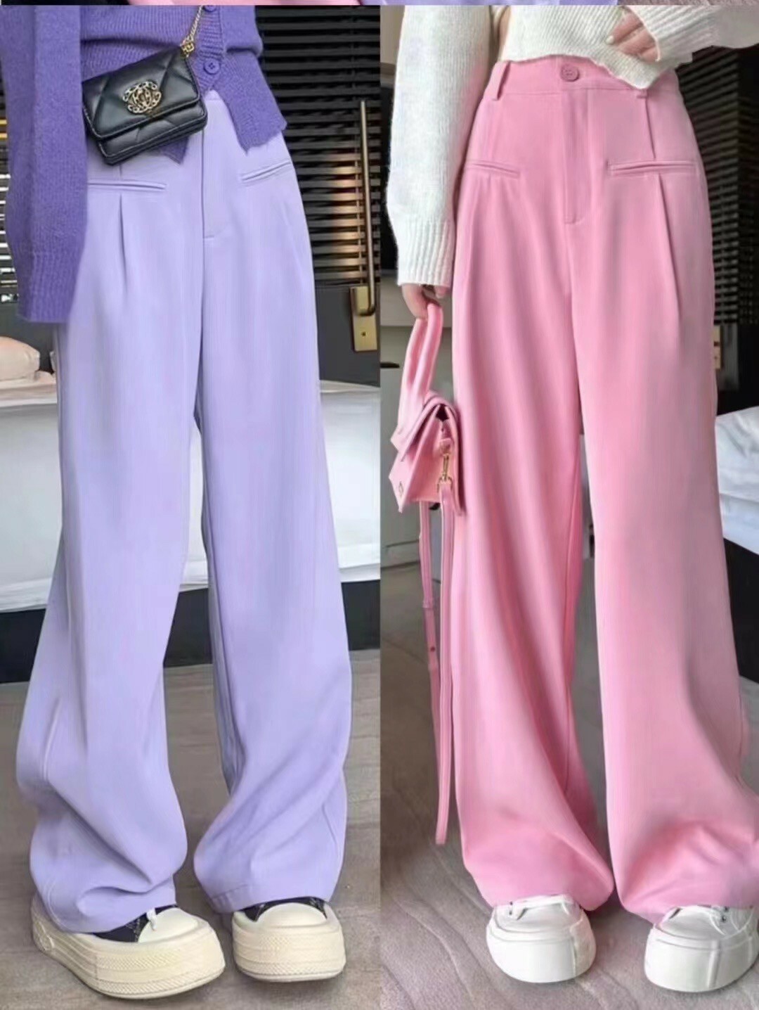 糖果色西裝落地褲