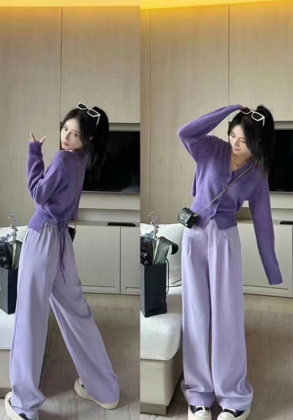 糖果色西裝落地褲