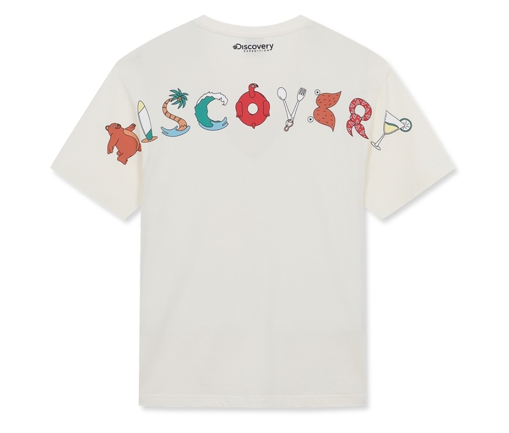 韓國代購 Discovery Expedition 經典度假村大圖 標誌短袖 TEE 黑/象牙白 MAR-