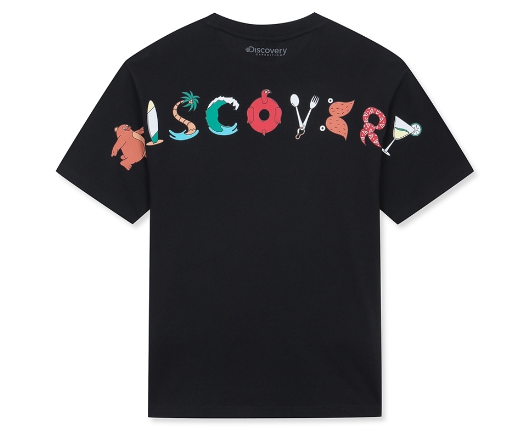 韓國代購 Discovery Expedition 經典度假村大圖 標誌短袖 TEE 黑/象牙白 MAR-