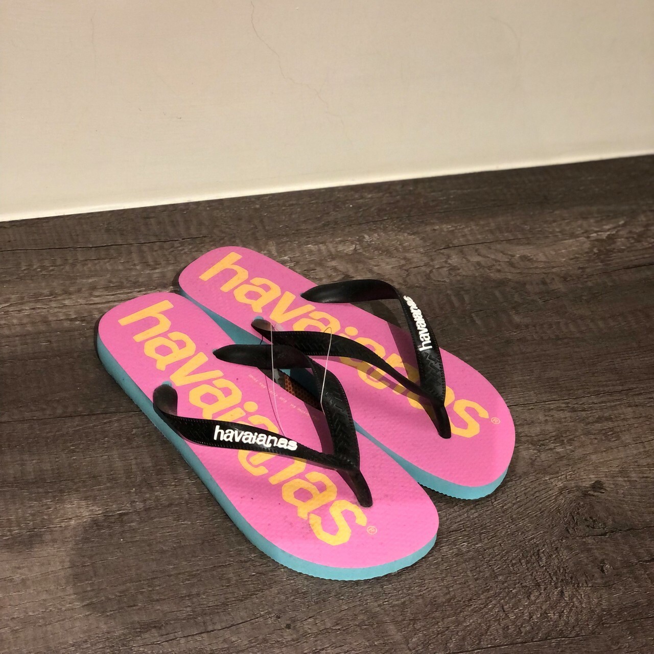 Havaianas哈瓦仕拖鞋夾腳拖大LOGO 巴西 男女鞋 粉黃 4145741-0031
