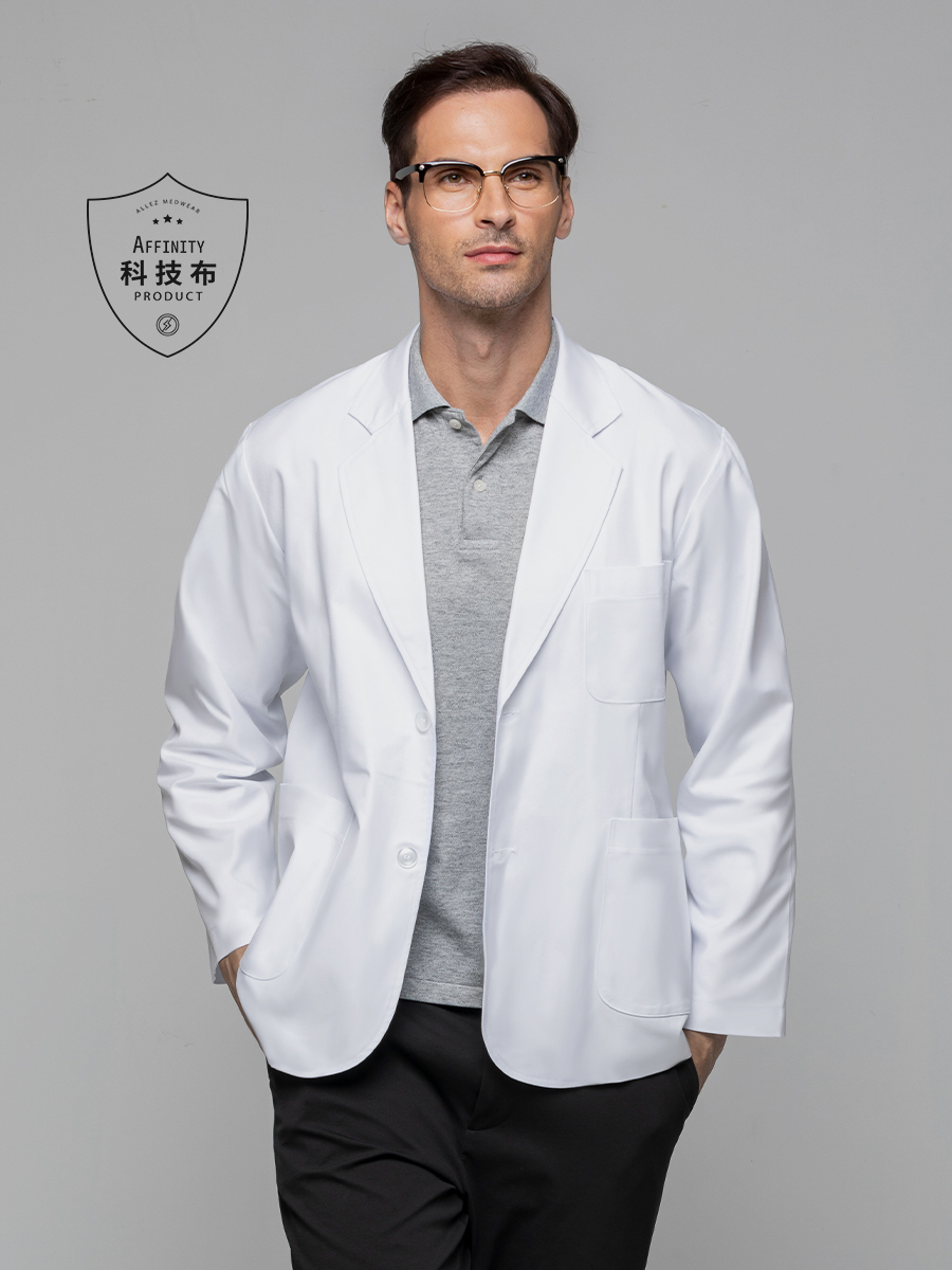 【 A302-W0 預購款】男醫師短袍-A科技布-純粹白