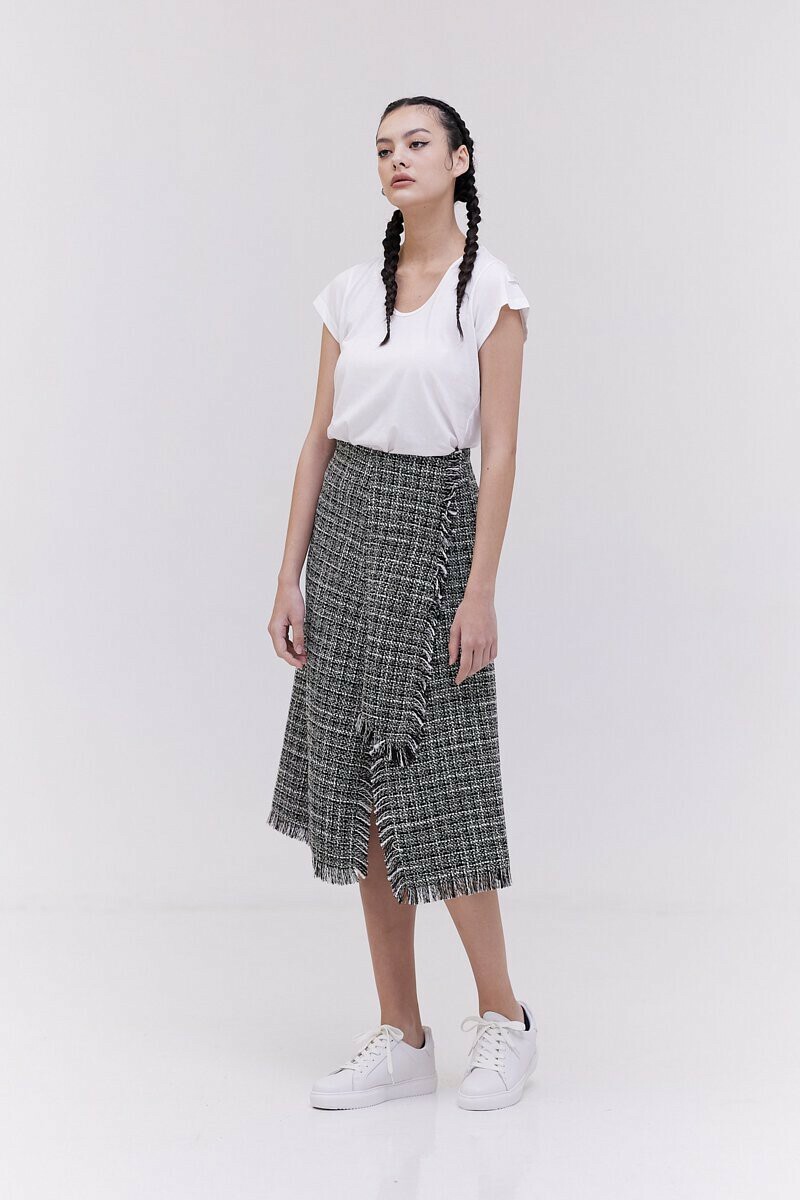 Checked Wool Skirt