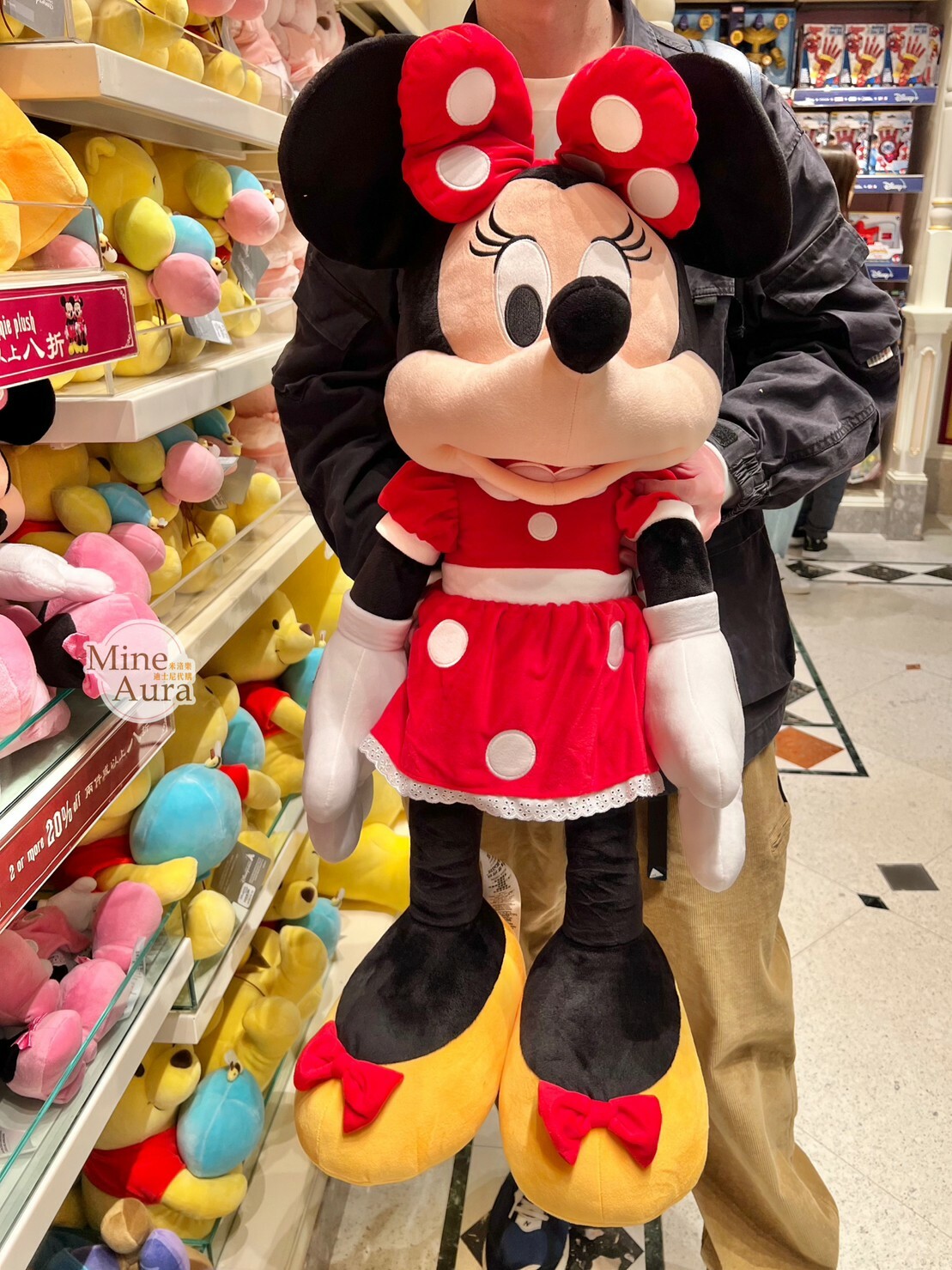 米妮 Minnie 經典 絨毛 L號 娃娃 玩偶 -香港迪士尼樂園