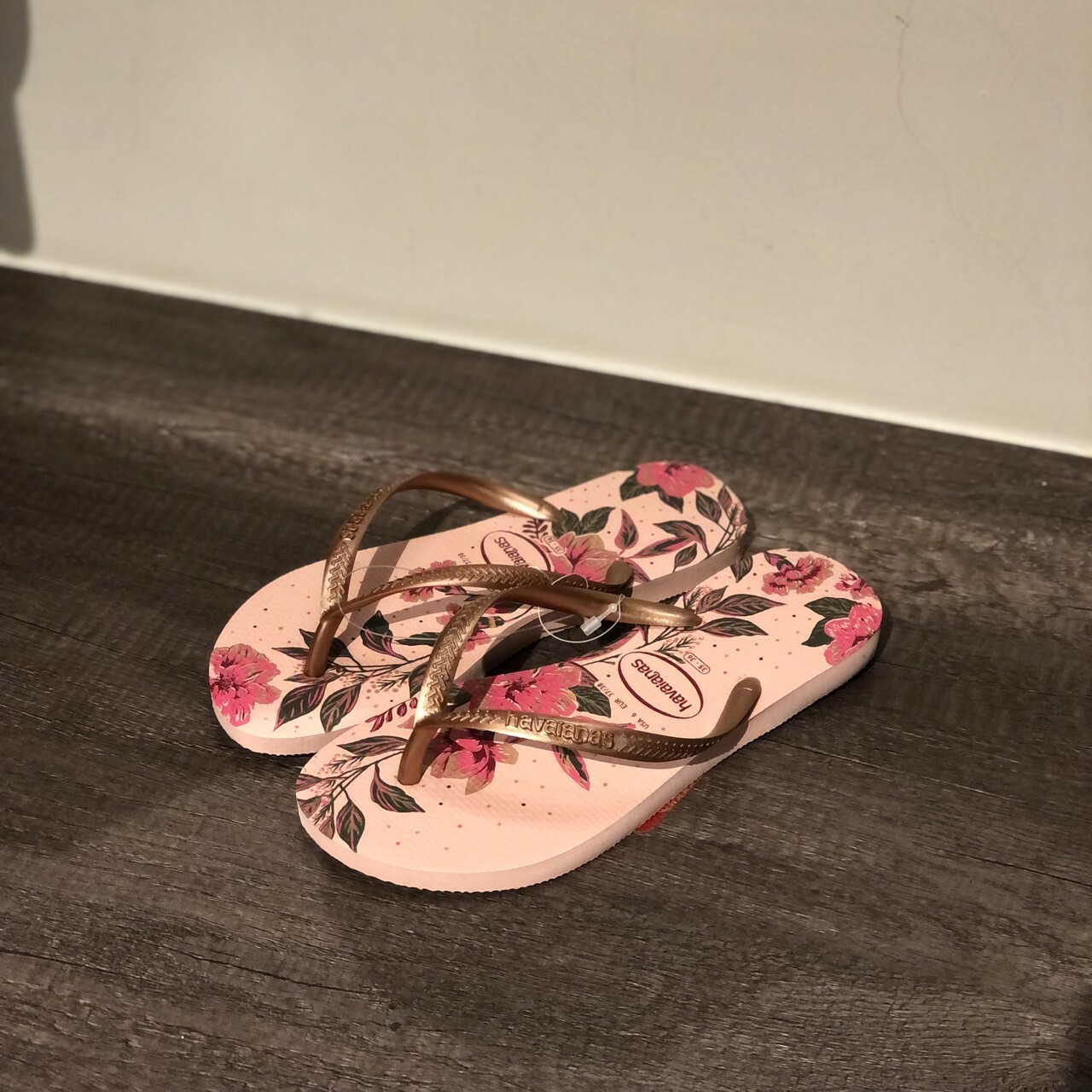 Havaianas 哈瓦仕 Slim Organic 粉/ 玫瑰金 拖鞋 夾腳拖 花卉 女款 4132823-3606