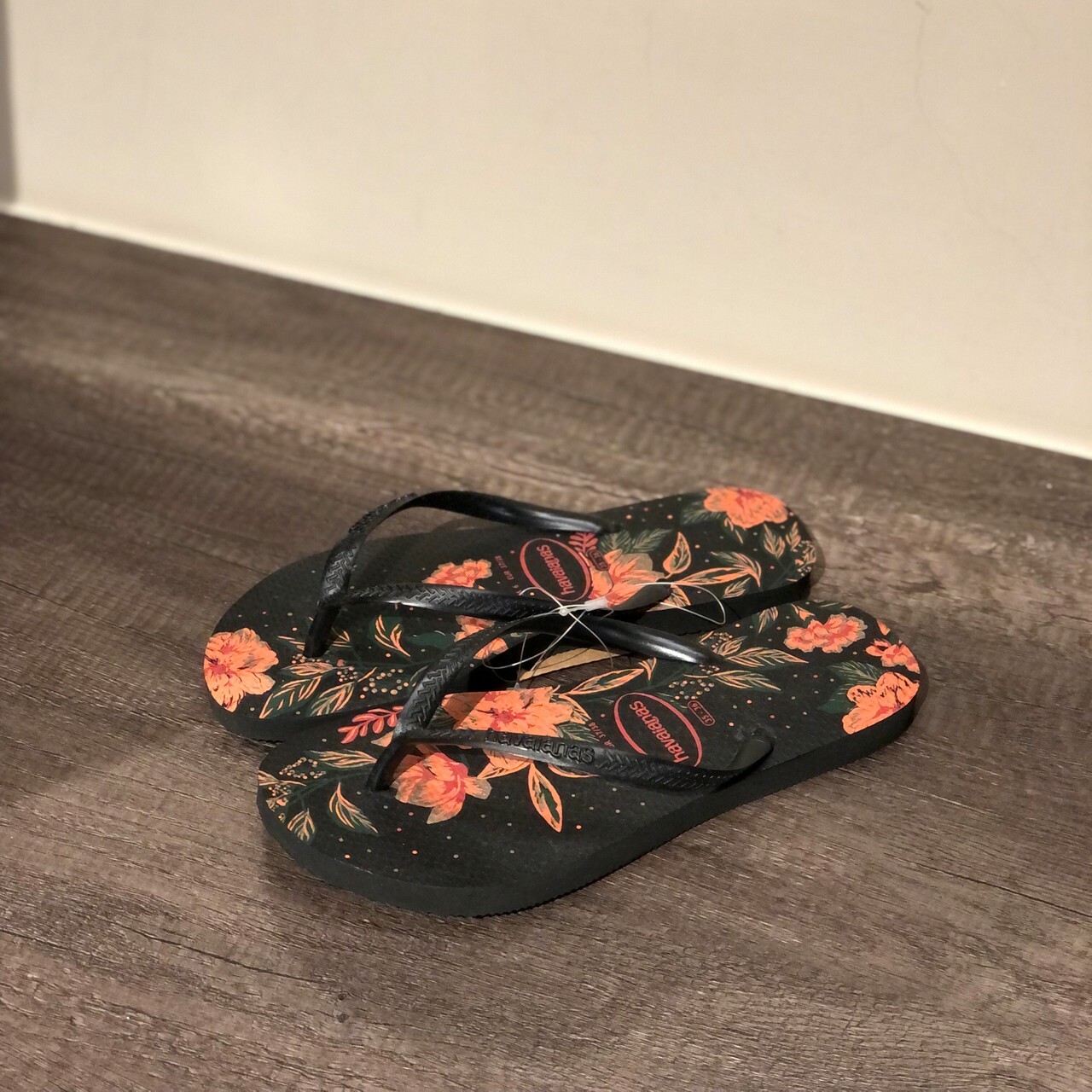 Havaianas 哈瓦仕 Slim Organic 黑拖鞋 夾腳拖 花卉 女款 4132823-9379