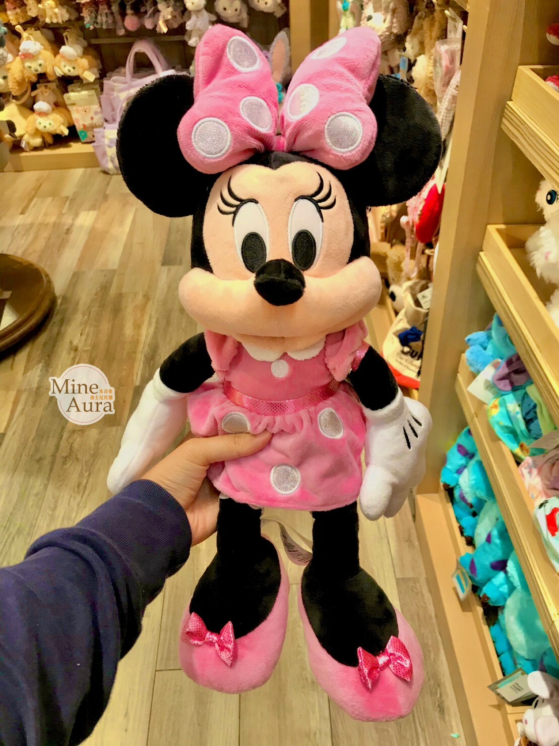 米妮 Minnie 粉色點點洋裝 絨毛 M號 娃娃 玩偶 -香港迪士尼樂園