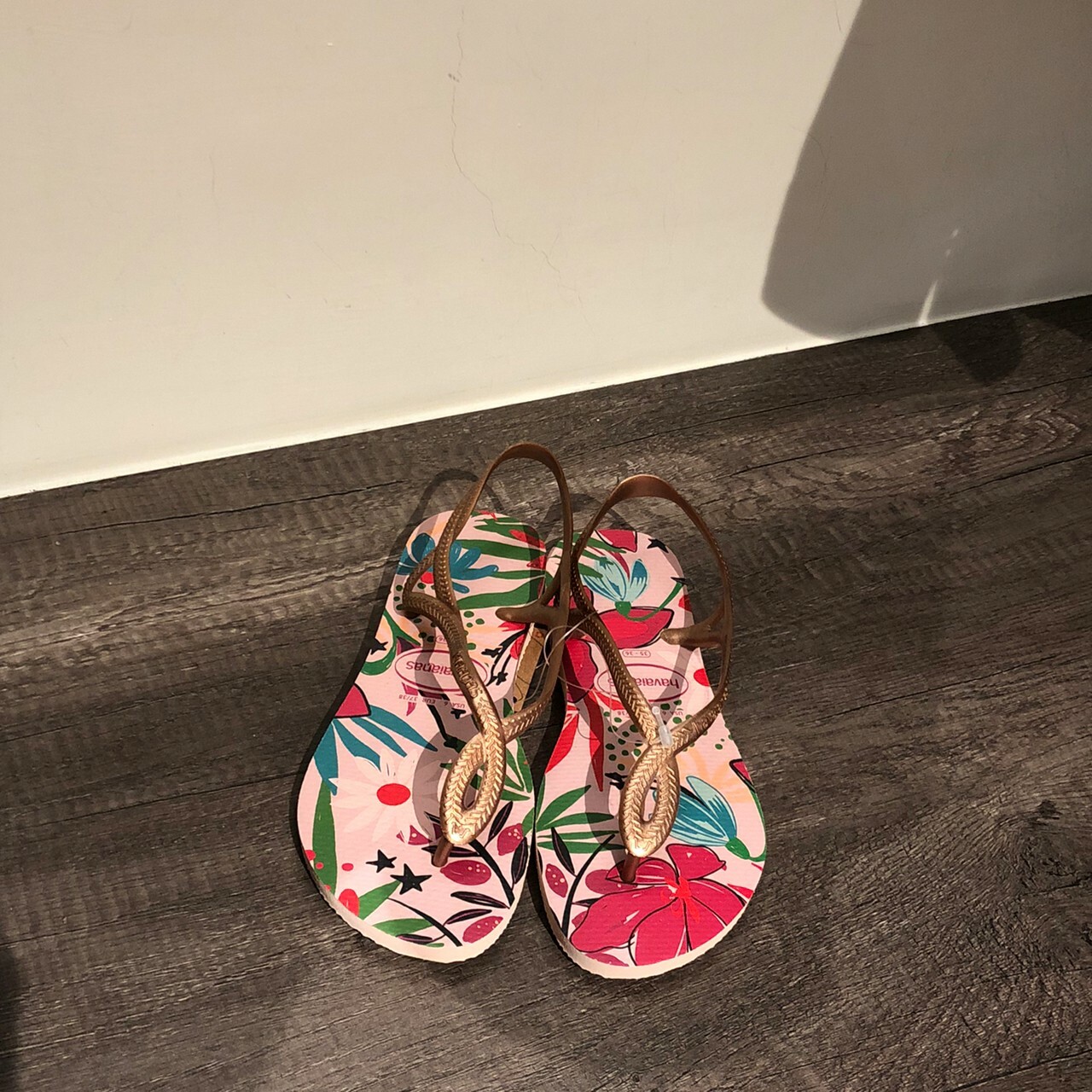 Havaianas 哈瓦仕 涼鞋 拖鞋 夾腳拖 花卉 編織鞋帶 女鞋 玫瑰金 4137259-3606