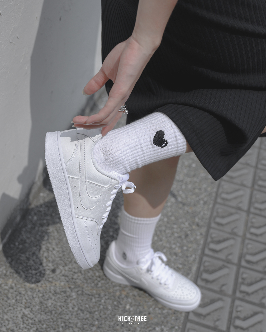 女鞋 NIKE W COURT VISION LOW 全白色 白色 皮革 荔枝皮 基本款 百搭 休閒鞋【CD5434-100】