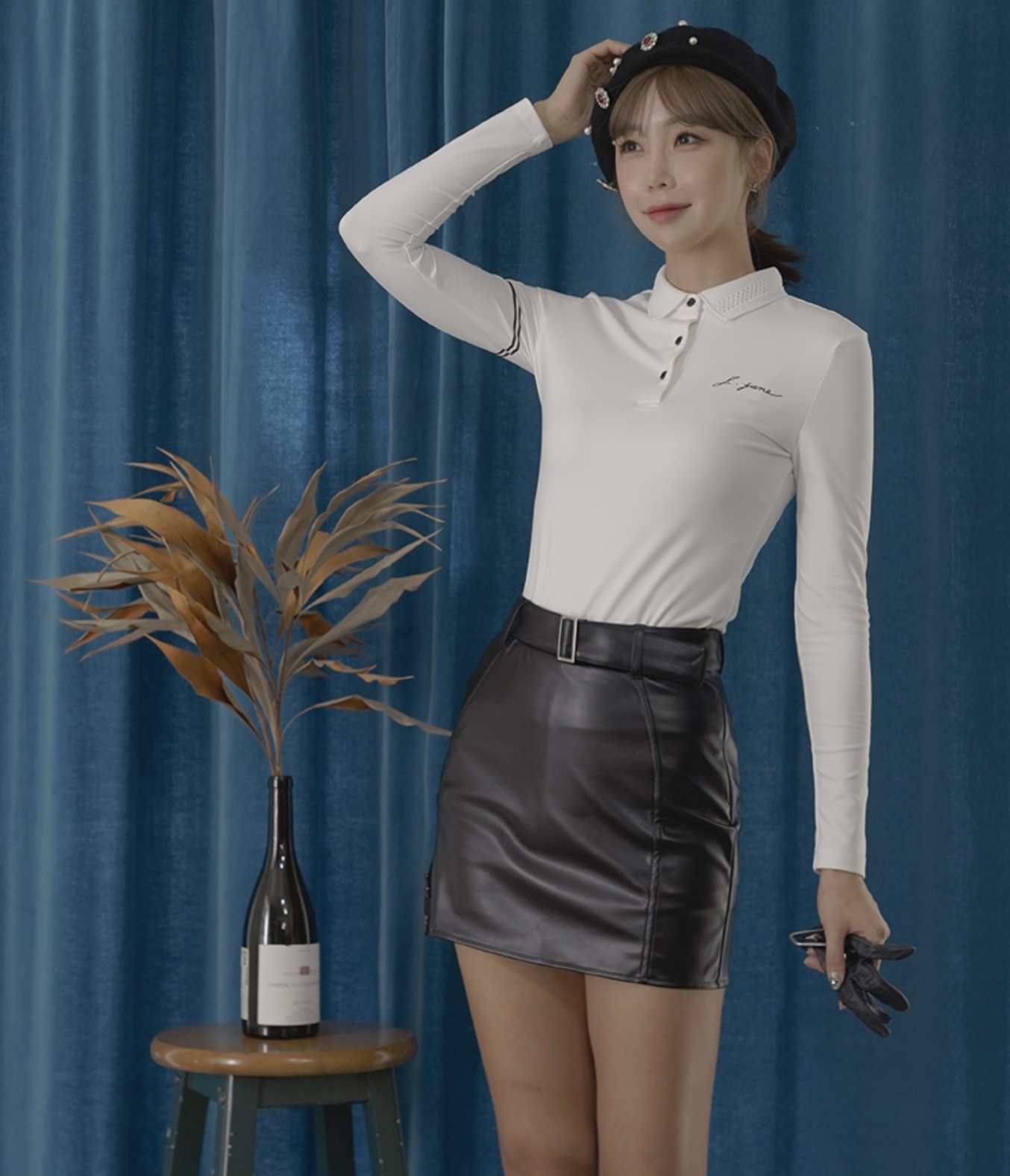 女【現貨】6折起/韓風JJ設計師品牌/性感開叉皮革裙褲/韓流高球衣 正韓皮裙褲/#ME112286