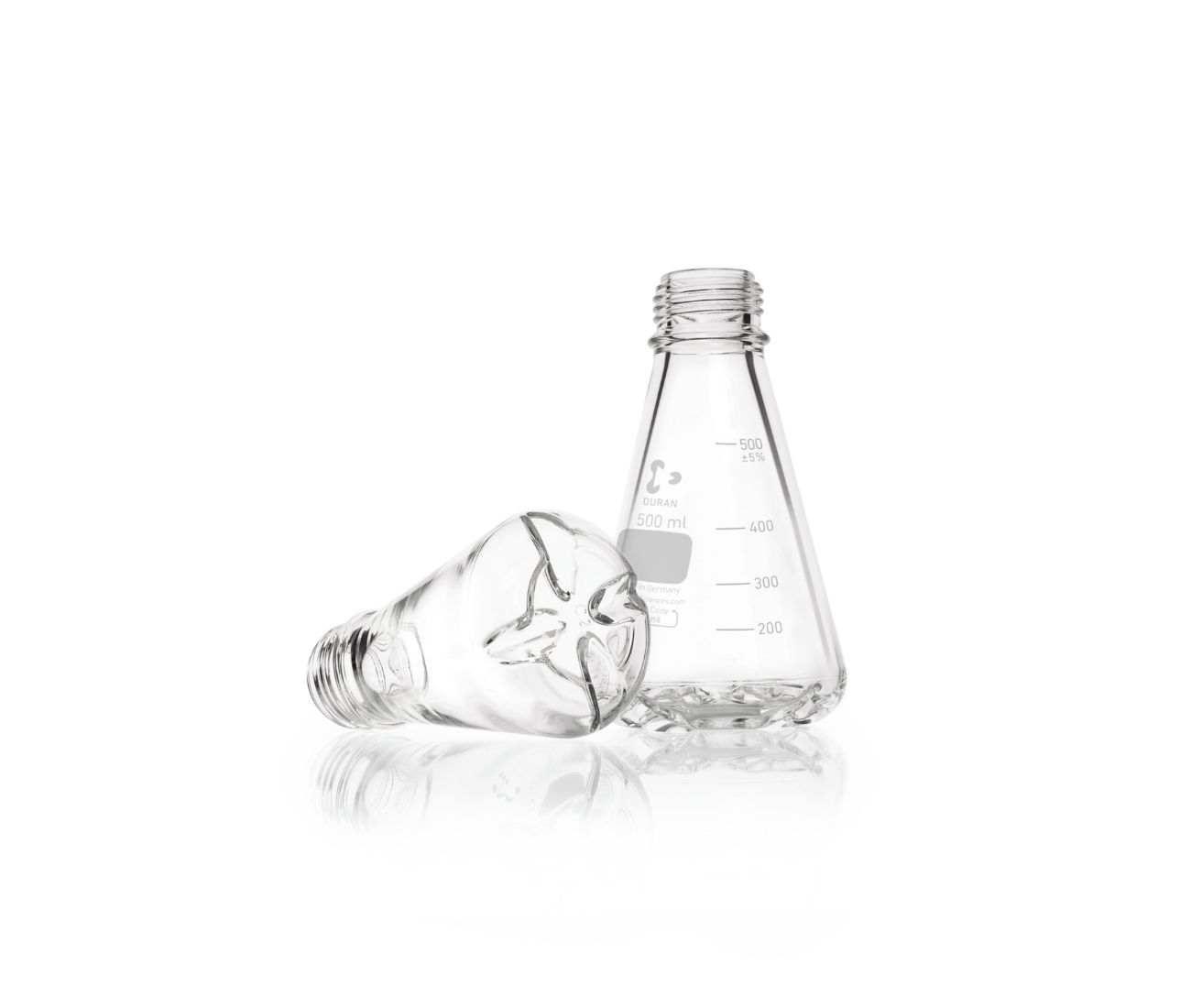 DURAN Baffled Flask, with membrane cap and pouring ring