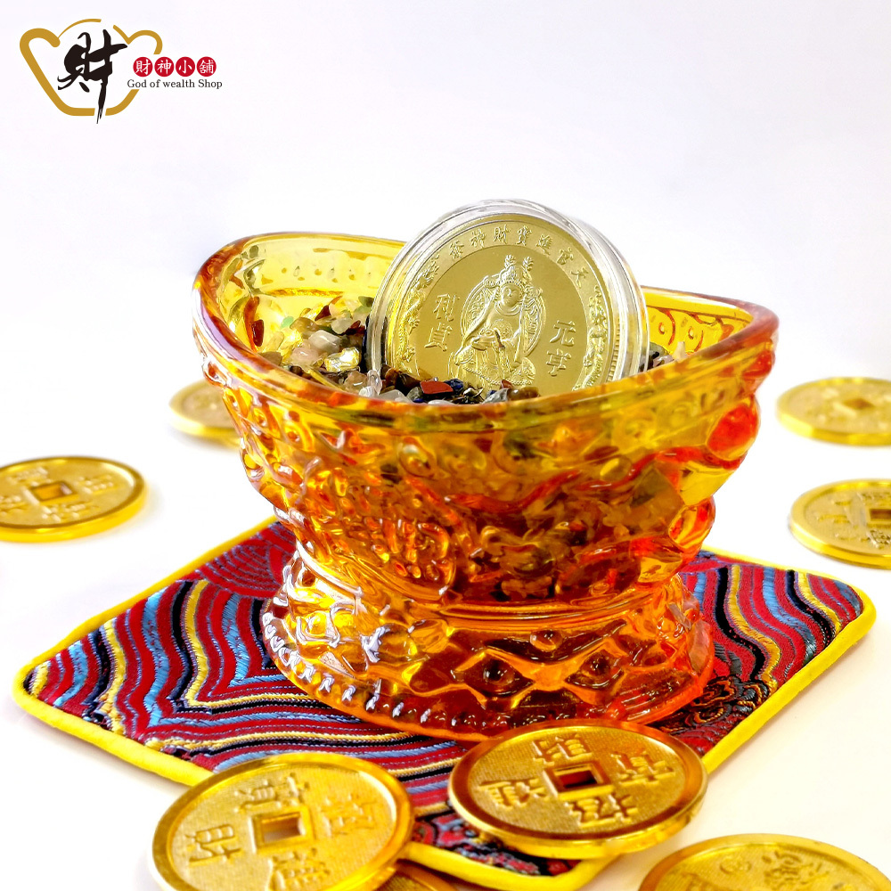 【財神小舖】財神聚寶 - 琉璃元寶聚寶盆擺件 (含開光)