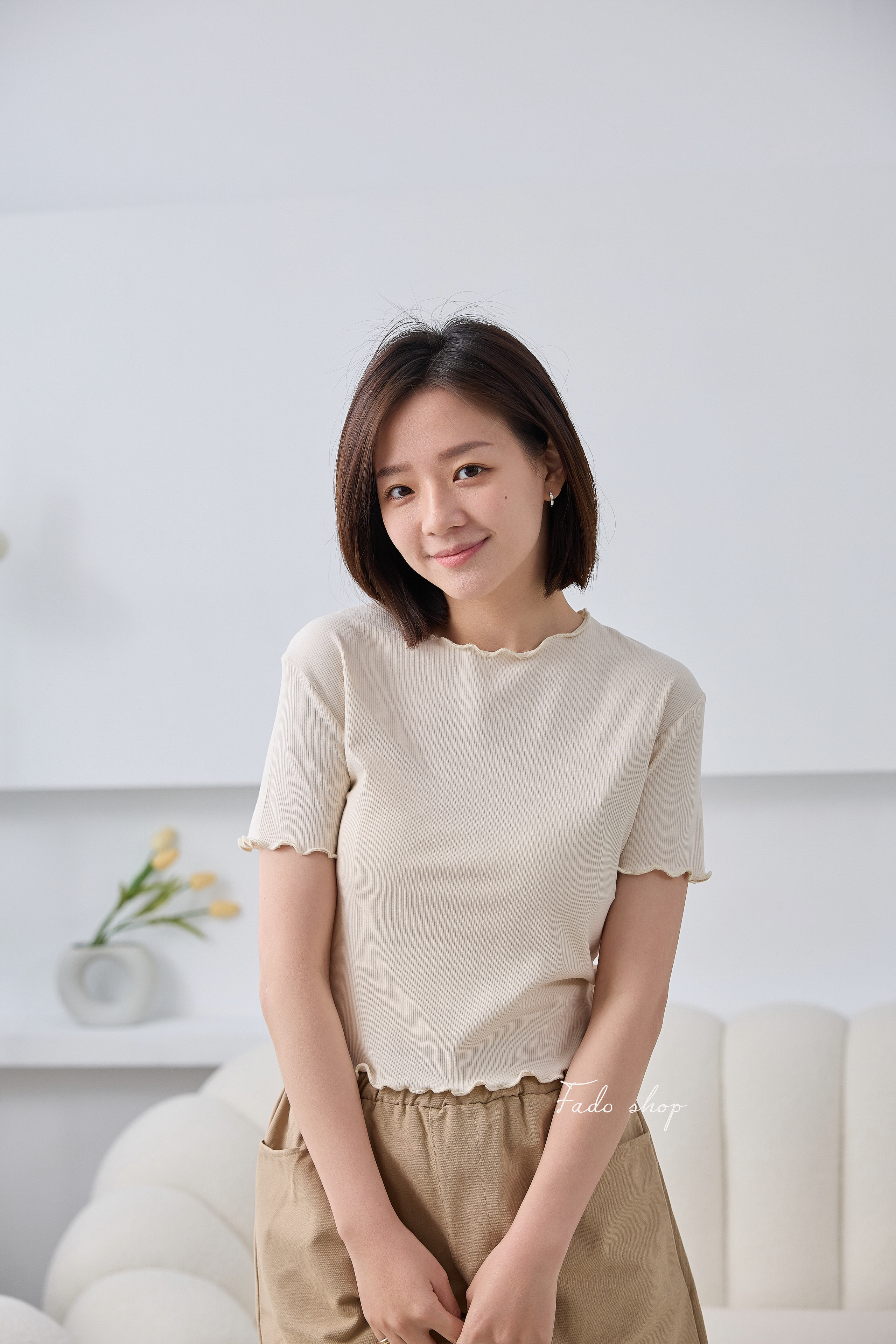 法朵Fado shop｜素面木耳捲邊圓領棉Tee 021B055 三色