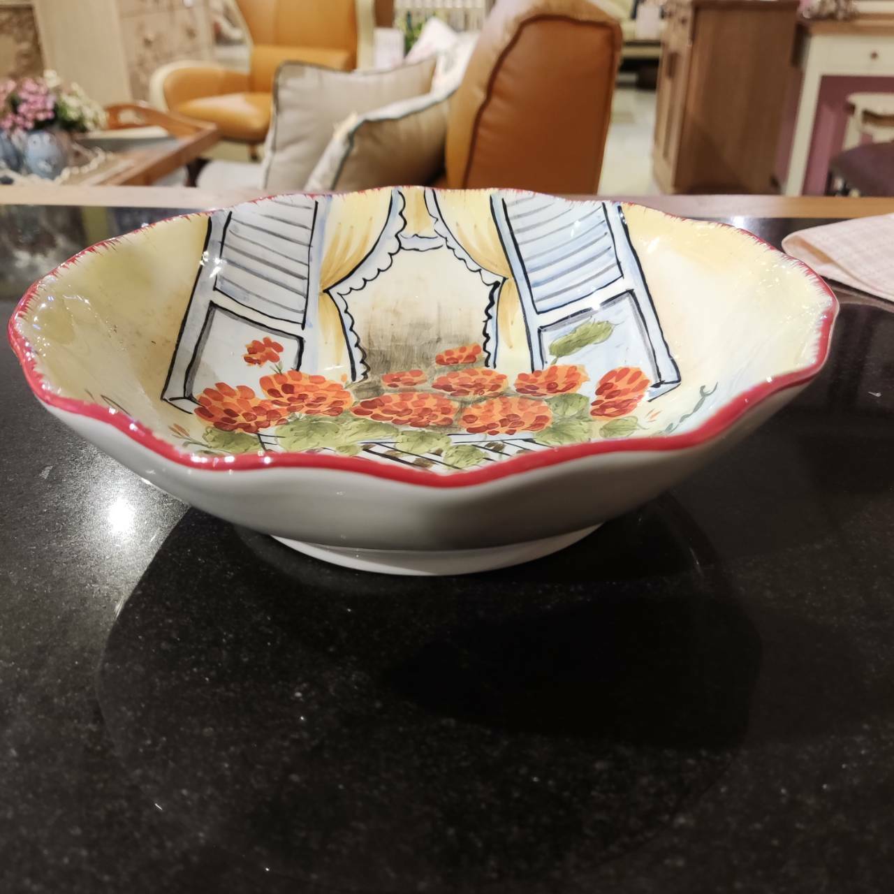 手拉坯波浪邊淺碗[MJ手彩天竺葵]