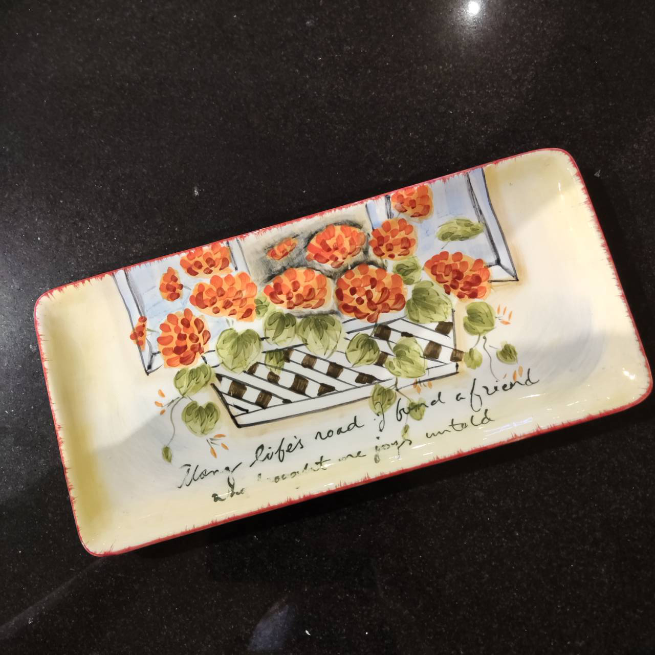 小長方盤[MJ手彩天竺葵]