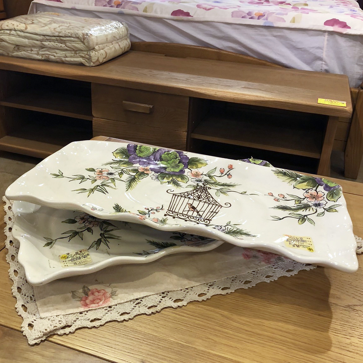 不規則波浪邊長方盤[MJ紫花]