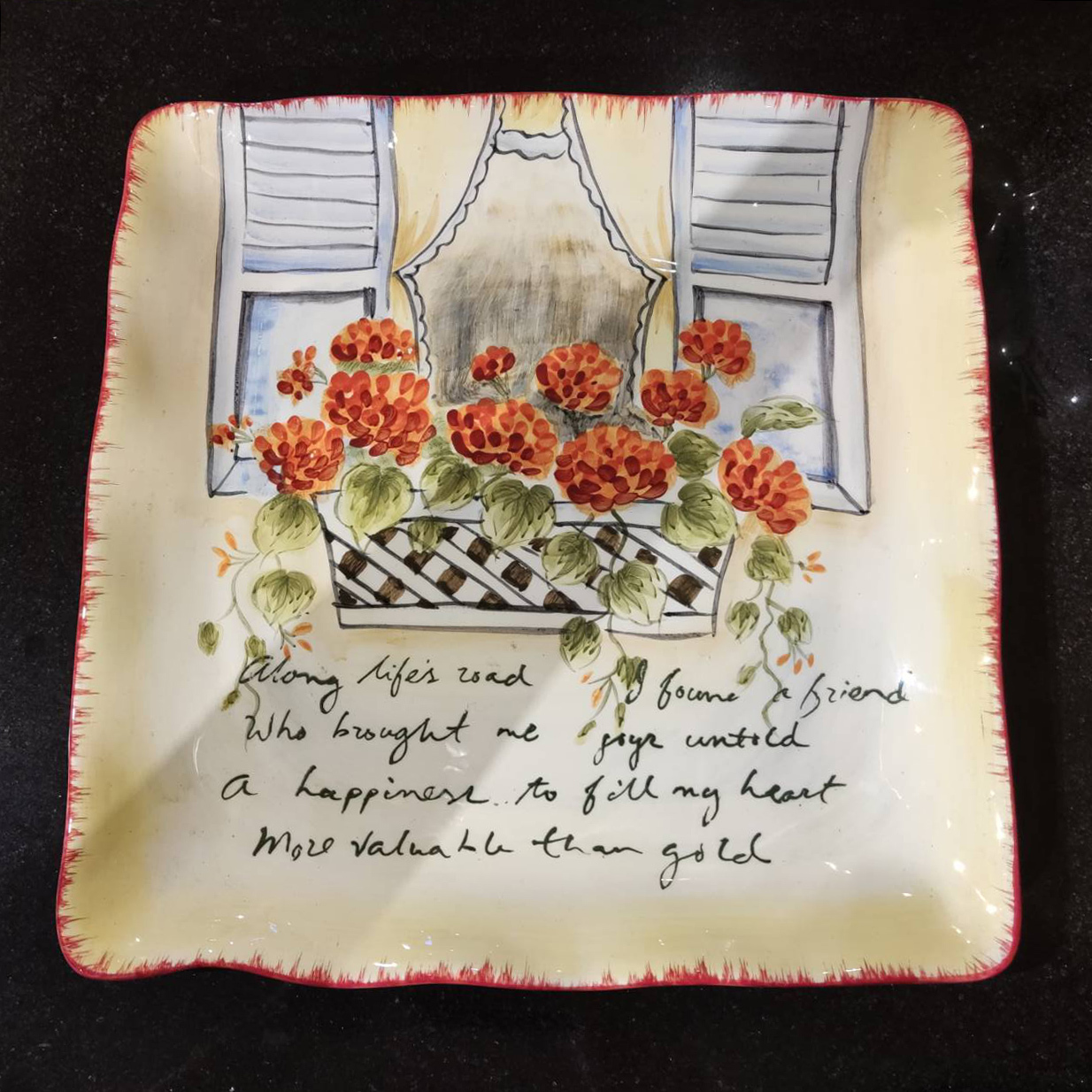 不規則四方盤大號[MJ手彩天竺葵]